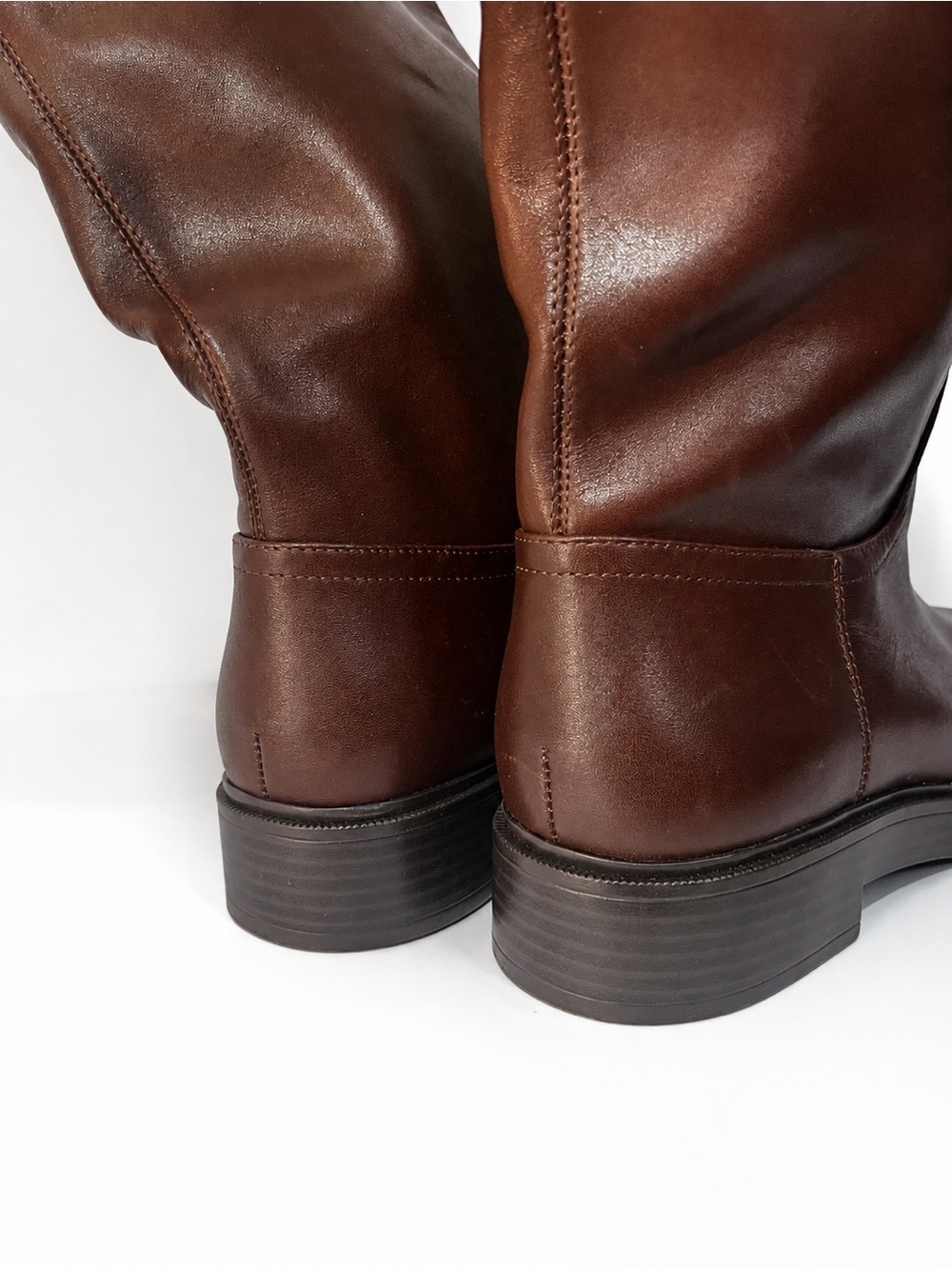 Zara NWT Brown Leather Faux Shearling Double Buckle Riding Boots 8 - Picture 13 of 15